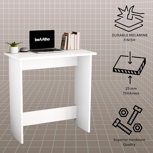 Image of beAAtho Apex Desk for Home Office & Study | Multipurpose Engineered Wood Table with Spacious Top,Premium Finish, Sturdy Legs & Easy DIY Assembly (White)