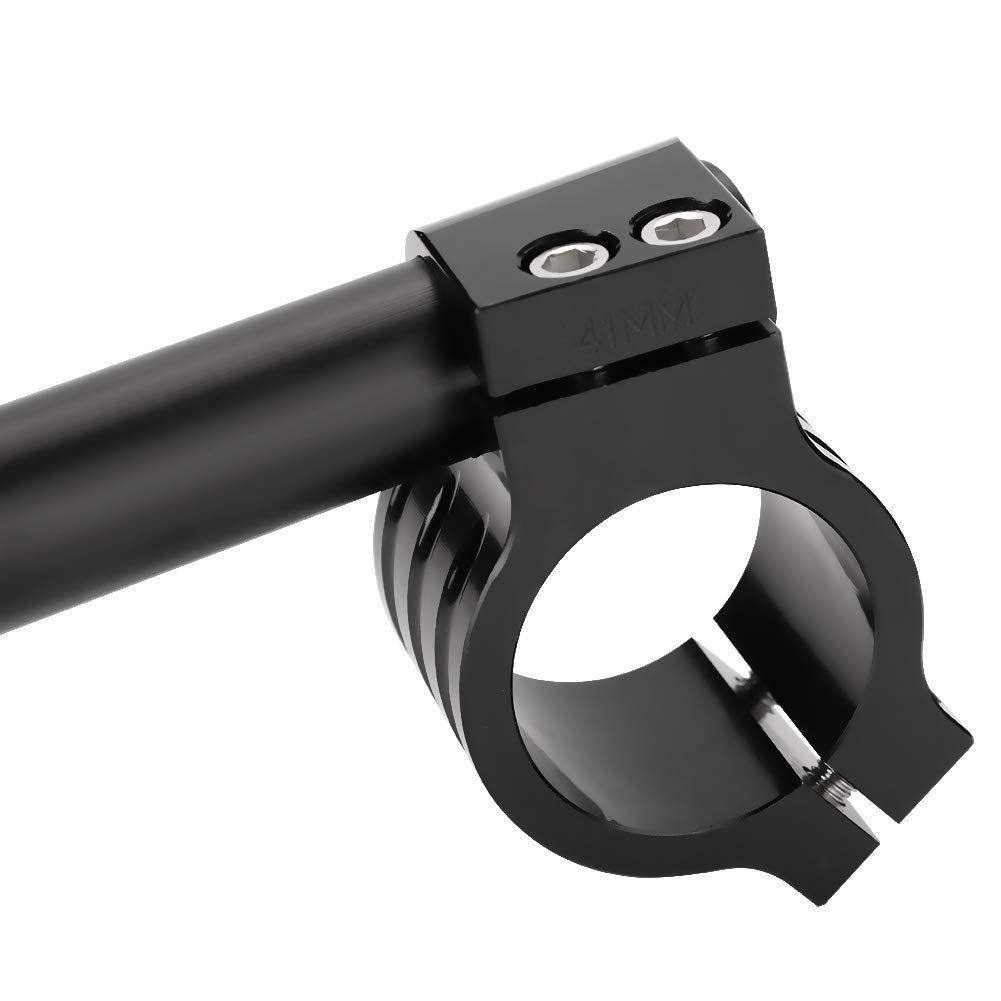 Manillar individual CNC para motocicleta universal de 41 mm, manillar con clip ajustable, metal duradero de alta calidad, negro para horquillas de 41 mm, fácil instalación