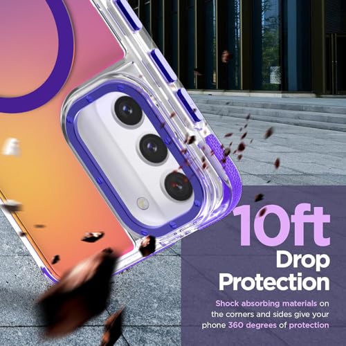 Image of Magnetic Case for Samsung Galaxy S21 FE 5G [Compatible with Magsafe] [Cute Fashion Fluorescent Design] [1 Screen Protector] Slim Translucent Matte Case for Galaxy S21 FE 5G 6.4 inch, Purple