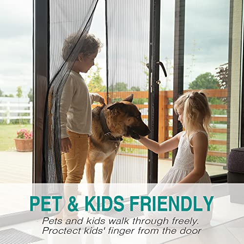 Magnetic Screen Door For French Door (72"W80"L) Ikstar Sliding Screen Door With Full Frame Magic Tape Instant Double Mesh For Front Door Bug Out Kids/Pets Walk Through Fit Door Up To 70"X79" /48"X83" #TOP7