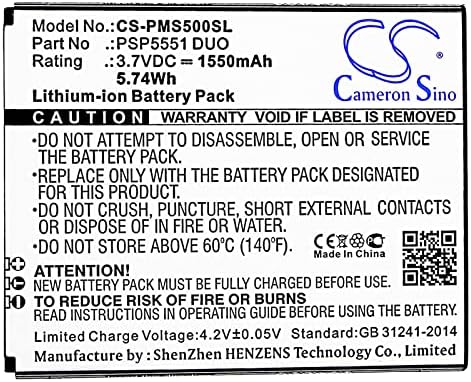 1550mAh Replacement Battery Compatible with Prestigio PSP5551 Duo Grace S5, PSP5551 Duo