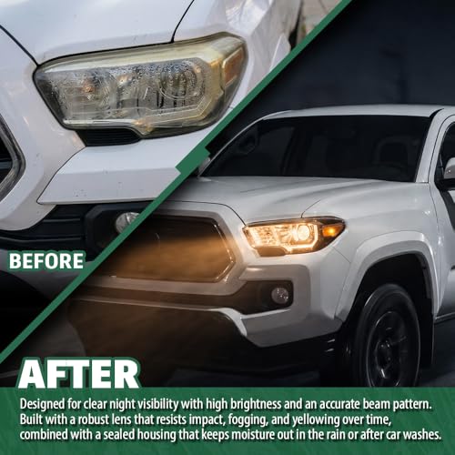 Image of GRAND ORANGE Headlight Assembly W /O LED Daytime Running Light Front Headlamp Left & Right Side Fit 2018 Toyota Tacoma 81150-04261, TO2502266 Clear Lens Black Housing Halogen