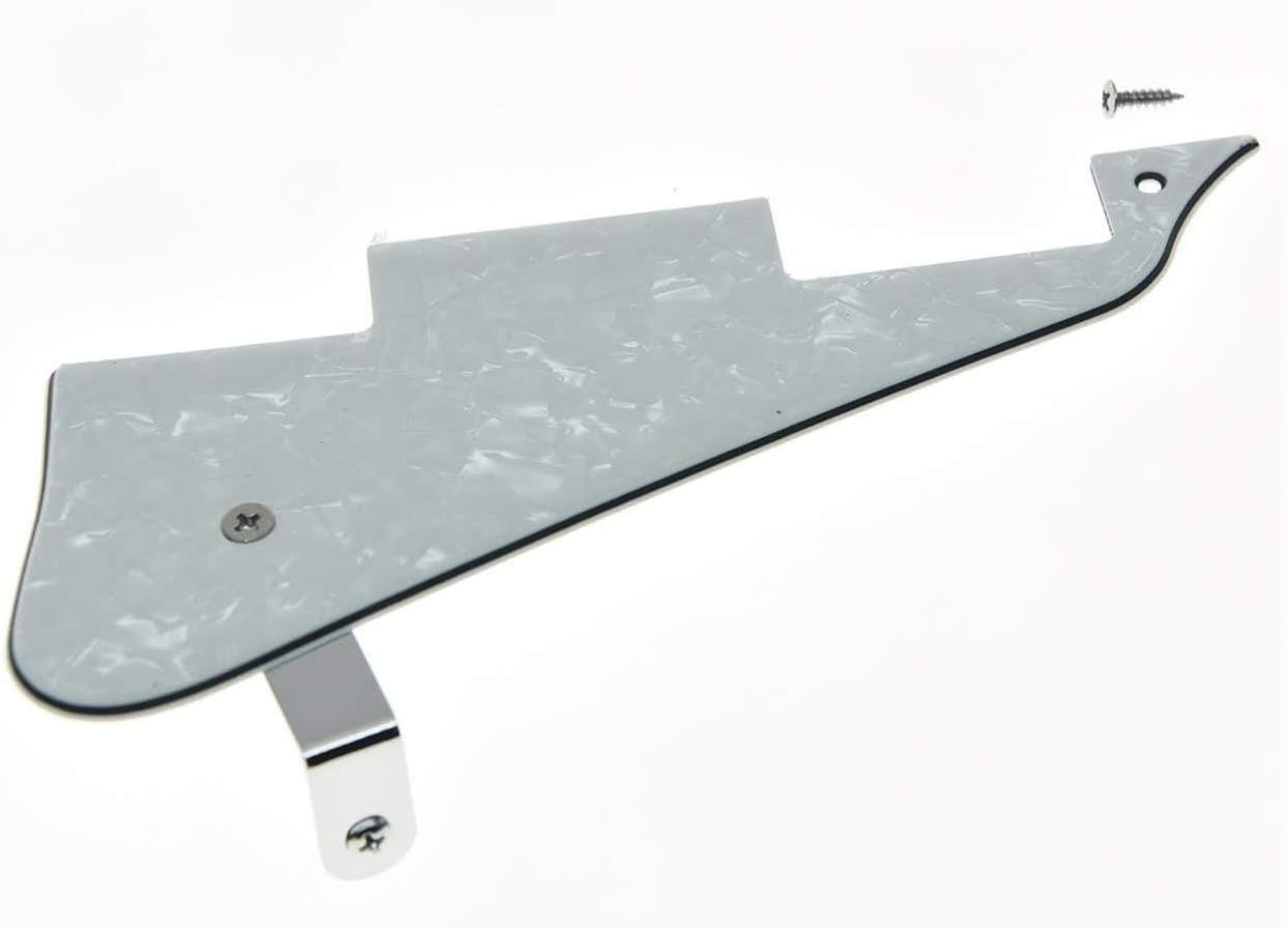 Dopro White Pearl LP Guitar Pickguard with Chrome Bracket for Epiphone Les Paul - Image 3