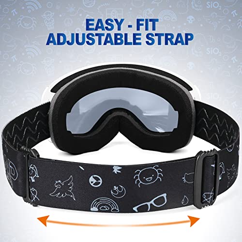 Odoland Detachable Magnetic Kids Snow Ski Goggles, Uv400 Anti-Fog Windproof Eyewear Lens For Kid Snowboarding Skiing, Vlt 28% And Yellow Lens #TOP5