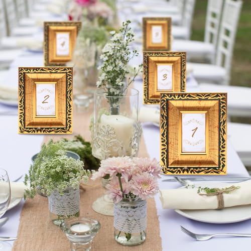 Image of 12 Pcs 2 x 3 Inch Black Gold Small Picture Frames Bulk Mini Vintage Antique Ornate Retro Baroque Photo Frames with Backboard for Wall Hanging Tabletop Home Decor Wedding Christmas Display