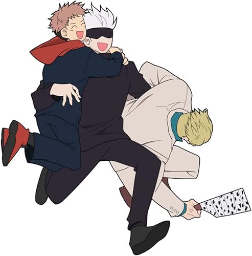 Gojo Running with Two People in His Arms Funny Anime Car Stickers para laptop Auto Body Trunk Window Calcomanías de vinilo