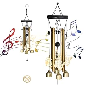 Wind Chime with 4 Aluminum Tubes Wind Chimes for Garden Outdoor Indoor Patio Yard Room Home Decor Butterfly Wind Chimes Gift for Birthday Christmas