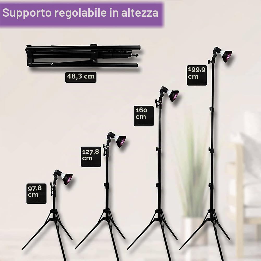 Lampada abbronzante da 54 W per Corpo e Viso, Dispositivo autoabbronzante per Prendere Il Sole a casa con Maschera per Gli Occhi + treppiede ad Altezza Regolabile (38,5-78,7 Pollici)