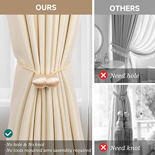 2 pieces Magnetic Curtain Tiebacks Clips Curtain Buckles Holdbacks Binding Weaving Tie Band For Home Office Decorative