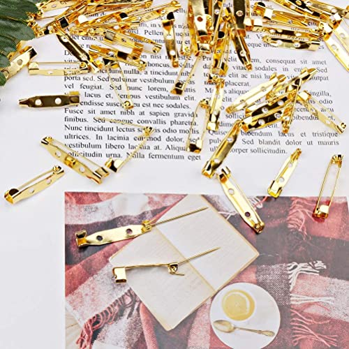 Miniatura 7 de Huaziz 120 Piezas Broche De Pasadores De Barra, Seguridad Y Insignia, 2 Agujeros, 25 Mm Oro Y Plata