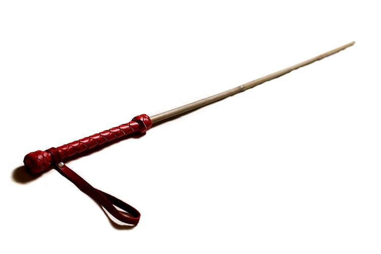 MarquiseDeBliss Bamboo Handcrafted Riding Crop Stick - 29.5" Riding Accessory with Genuine Leather Handle - Premium and Gentle Crops for Horses - Red