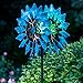 Solar Wind Spinner New Azure 75in Multi-Color Seasonal LED Lighting Solar Powered Glass Ball with Kinetic Wind Spinner Dual Direction for Patio Lawn & Garden