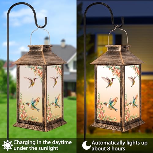 YHmall Fathers Day Gifts for Dad, Solar Lanterns Outdoor Waterproof, Birthday Hummingbird Gifts for Dad Women Grandma, Hanging Decorative Solar Lantern for Garden Yard Lawn Patio by YHmall - Image 7