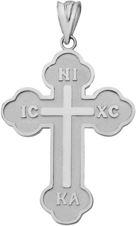 Religious Jewelry Solid 925 Sterling Silver Eastern Orthodox IC XC NIKA Cross Pendant Necklace