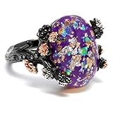 Ginger Lyne Collection Henrietta - Anillo de compromiso para mujer, diseño de hada de elfo, diseño de hada de árbol y flor de imitación de ópalo de fuego, para mujeres, para adolescentes y niñas negro