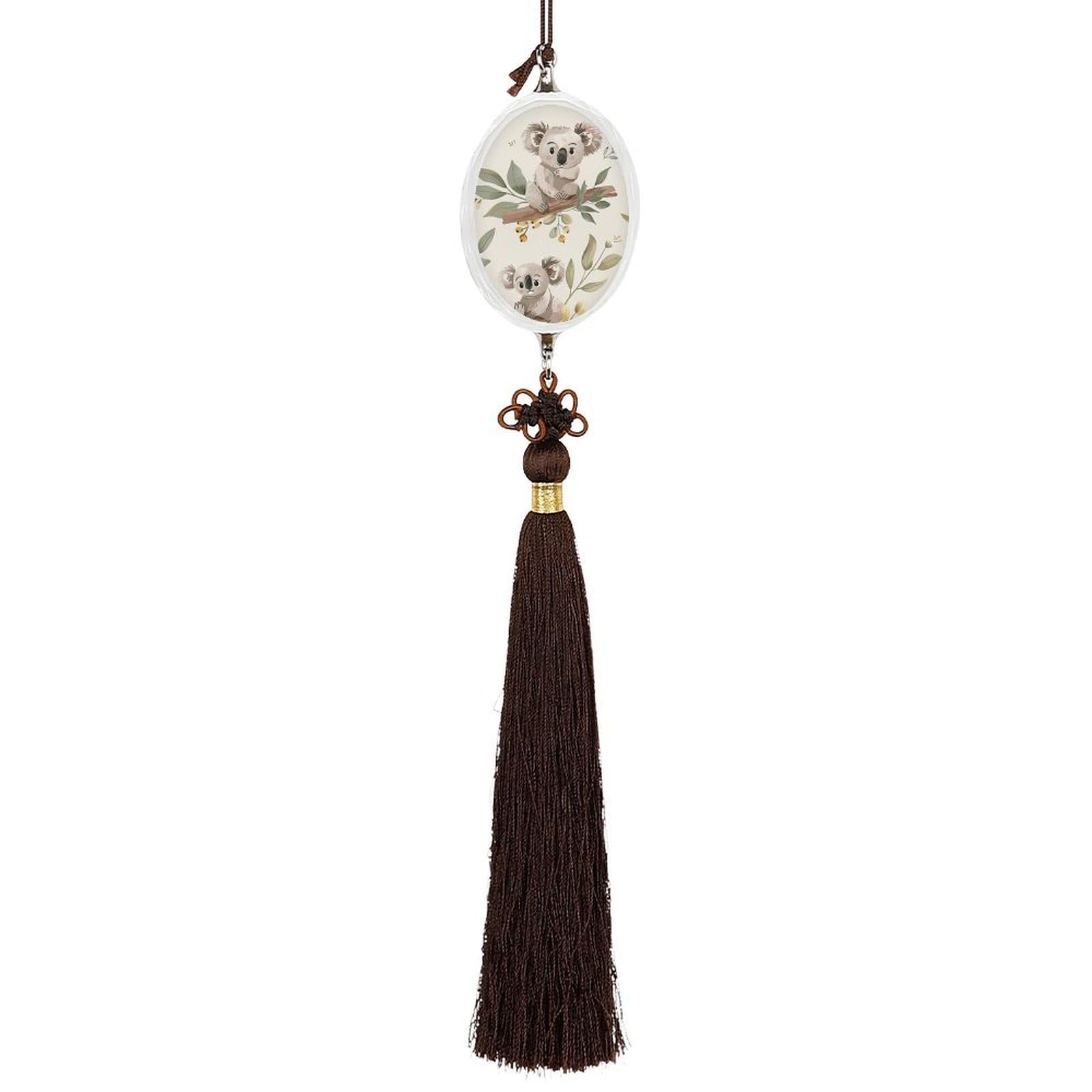 Crystal Car Pendant Charms Ellipse Crystal Rear View Mirror Charms Leaves And Koala Auto Hanging Interior Ornament Pendant Car Interior Accessories for Women Men Auto Decor