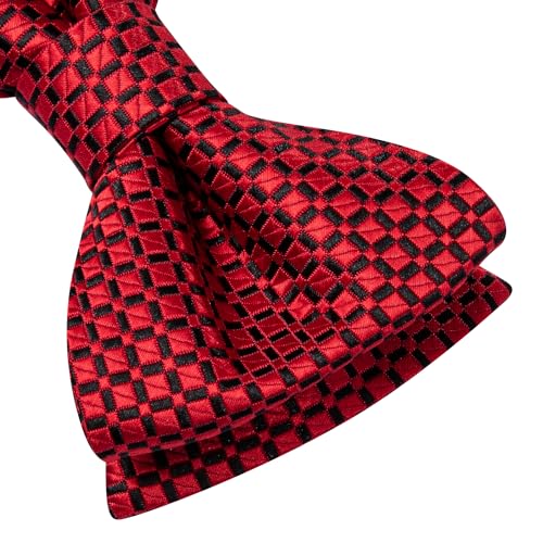 Image of Dubulle Self Tie Bow Ties and Lapel Pin for Men Paisley Solid Mens Bowtie and Handkerchief Cufflinks Set Wedding