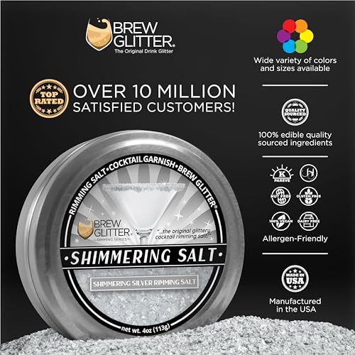 image for Bakell Brew Glitter - Shimmering Silver Rimming Salt (4oz, 1x Bar Tin)