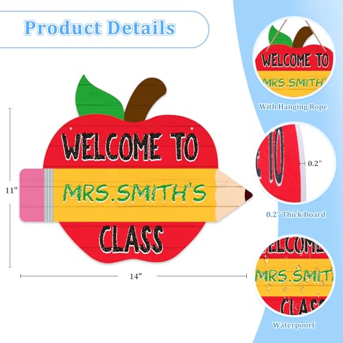 WaaHome Teacher Door Sign for Classroom - 11"x14" Welcome to Our Class Sign Personalized Teacher Name Door Hanger for Classroom Decorations — view 6
