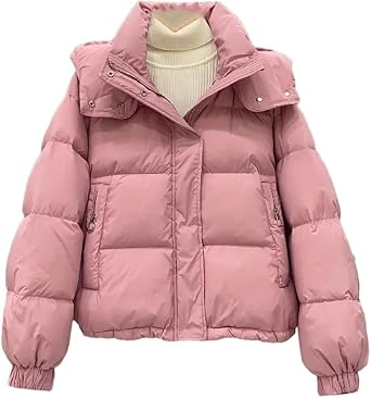 Dbdkejj Womens Down Padded Thickened Warm Hooded Zipper Parka