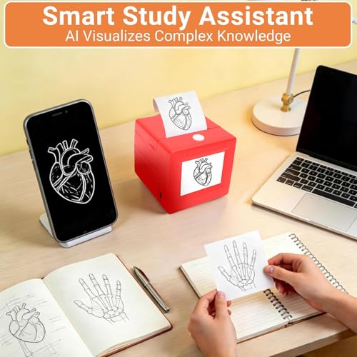 Image of AI Voice Sticker Printer, 2.8 Inch Screen Voice Activated Thermal Printer with Color Pens and Printing Paper, for Study Note Diary and Scrapbook