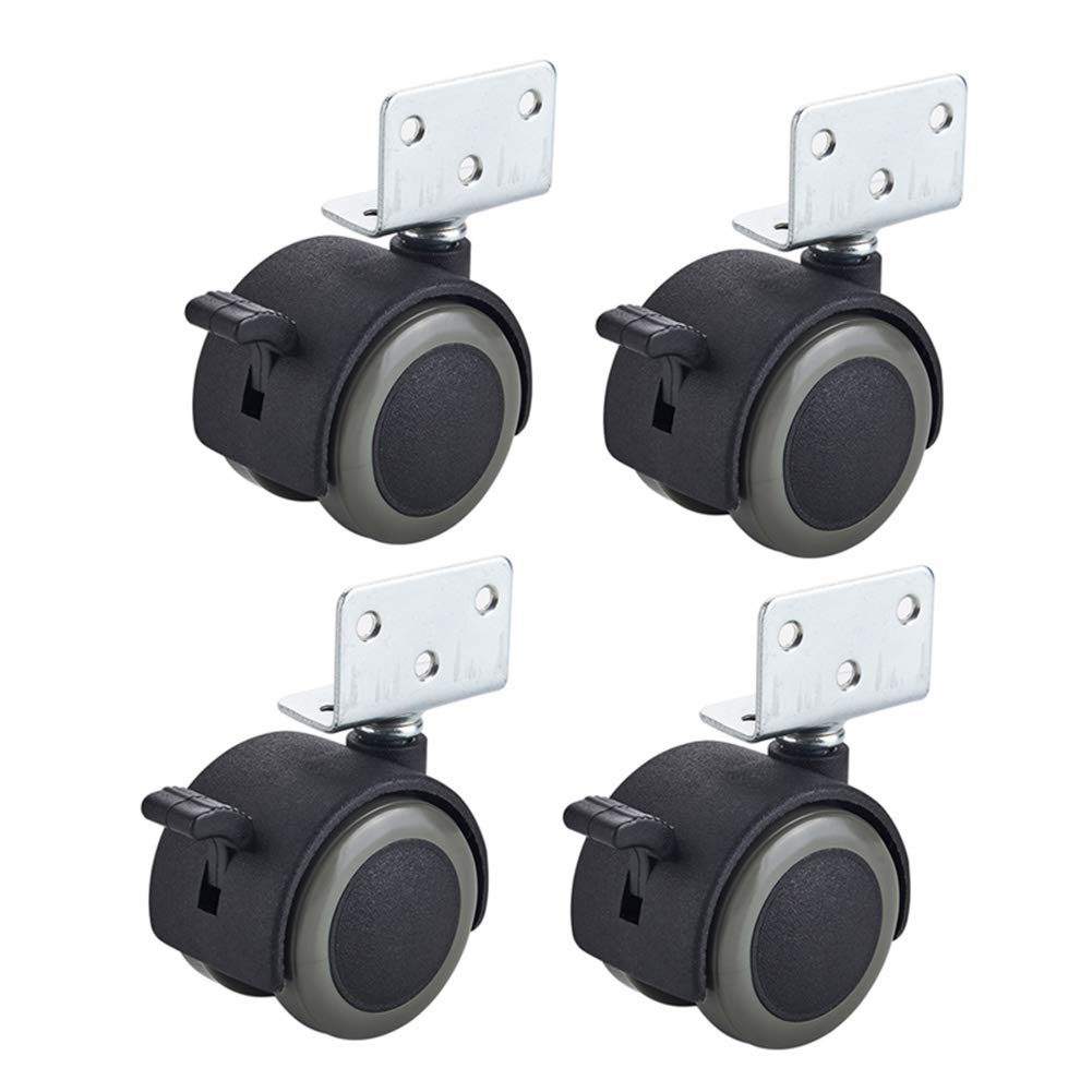 Roulettes pivotantes en PU Lot de 4 roues support L 1.5 pouce pour meuble