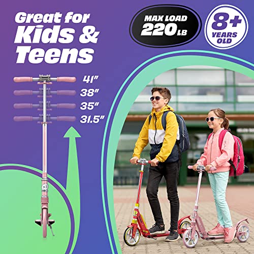 Scooter For Kids Ages 6-12 - Scooters For Teens 12 Years And Up - Adult Scooter With Anti-Shock Suspension - Scooter For Kids 8 Years And Up With 4 Adjustment Levels Handlebar Up To 41 Inches High #TOP4