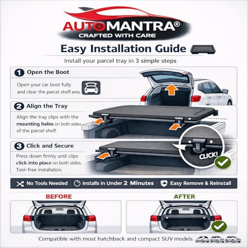 Image of Premium Parcel Tray for Nissan Magnite Rear Parcel Shelf Board with Fabric Top Surface Reinforced Molded Base Strong Load Bearing Easy DIY Installation Vehicle Specific Fit Black