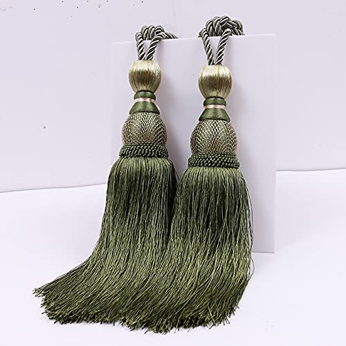 Meetee 1 Paire (2 pièces) 77 cm Rideau Gland Embrasse Pendentif Accessoires Porte-Balle Ceinture Suspendue pour la décoration intérieure TF001-vert armée