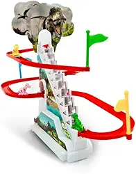 Pista Montanha Russa Elétrica de Dinossauro Com Luz e Música Brinquedo de Montanha-Russa com Dinossauros -YODHE