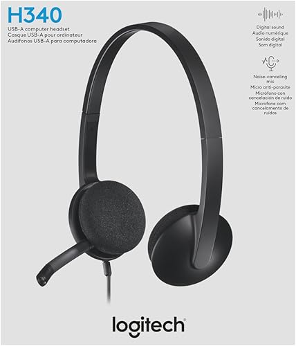 Miniatura 8 de Logitech Auriculares USB H340, estéreo, auriculares USB para Windows y Mac - Negro