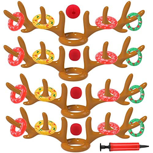 Uniqhia Inflatable Reindeer Antler Ring Toss Game, 2023 Christmas Games Ring Toss for Christmas Party Games, Patented