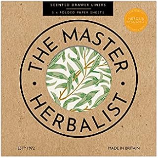 The Master Herbalist NEROLI & BERGAMOT Scented Drawer Liners in a WILLIAM MORRIS Design (FOLDED) | Pack of 5 Sheets | Contains Essential Oils