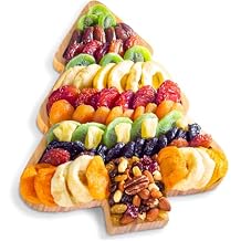 A Gift Inside Seasons Greetings Dried Fruit Gift on Reusable Bamboo Christmas Tree Serving Tray