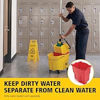 Rubbermaid Commercial Products WaveBrake 35 Qt. Side-Press Mop Bucket and Wringer Combo on Wheels Yellow for Professional/Industrial/Business Heavy-Duty Floor Cleaning/Mopping — image 9