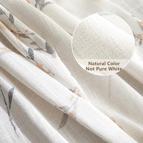 Image of MYSKY HOME Kitchen Window Curtains Linen Sheer 45 Inches Long Yellow