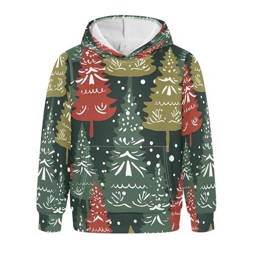 Kids Hoodies Sweaters Christmas Xmas Trees Hooded Sweatshirts with Big Pockets for Boys Girls B0400324