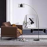 ROSEN GARDEN Modern Arc Floor Lamp with Variable Shape Lampshade, Standing Reading Light with Marble...