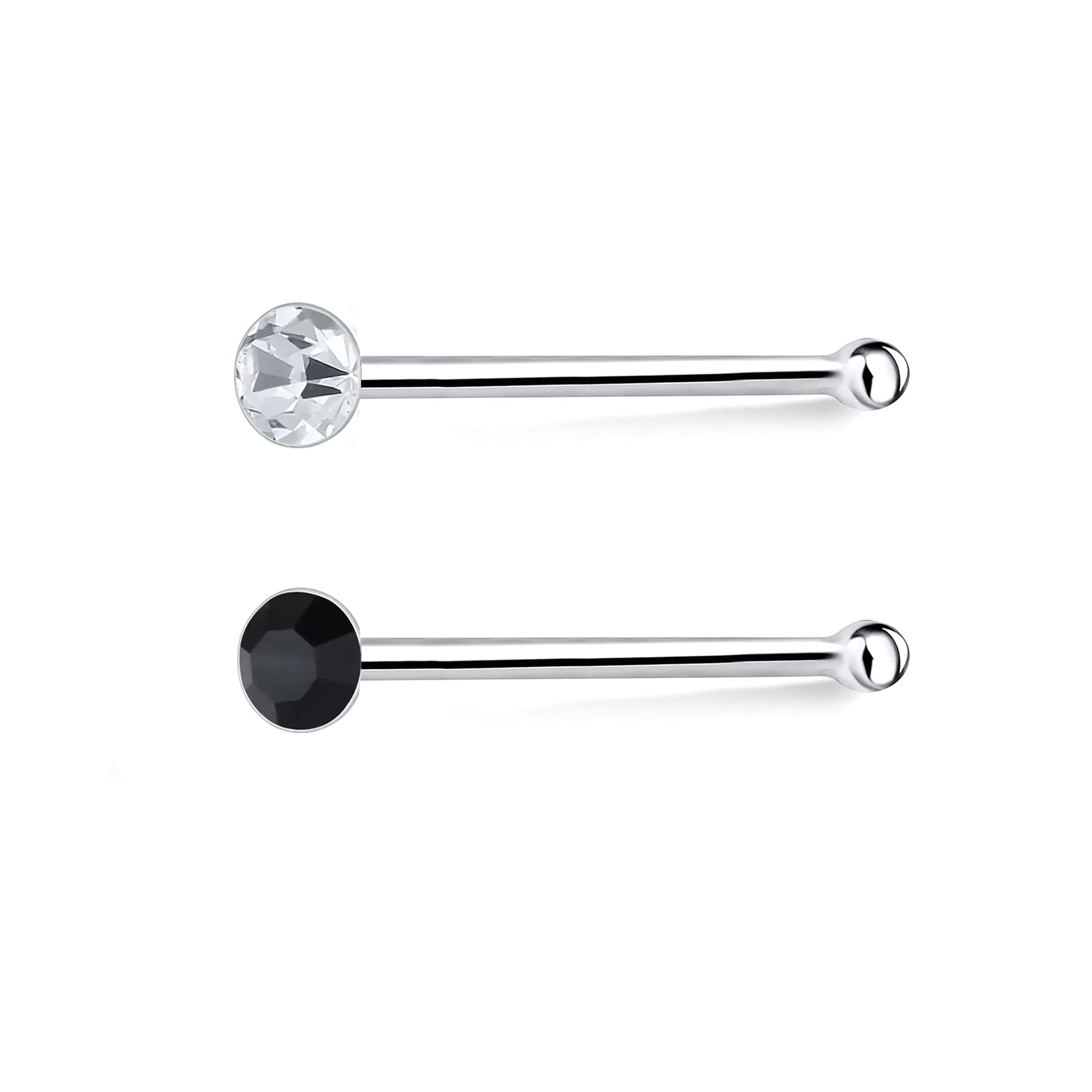 Via Mazzini Pure 925 Sterling Silver Tiny 1.5mm Black White Crystal Nose Pin Stud for Women and Girls (NR05017) 2Pcs (B07KN6LRGF) Amazon Price History, Amazon Price Tracker