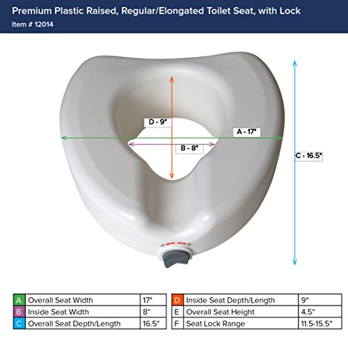 Drive Medical 12014 Premium Raised Toilet Seat With Lock, Elongated Seat, White #TOP3