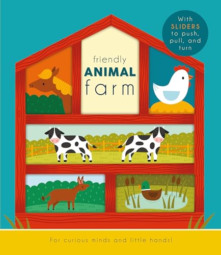 Image of Friendly Animal Farm (Happy Fox Books) Interactive Board Book for Kids Ages 3-6 - Meet Farm Animals like Horses, Sheep, Chickens, Llamas, and More, with Sliders to Make Them Move
