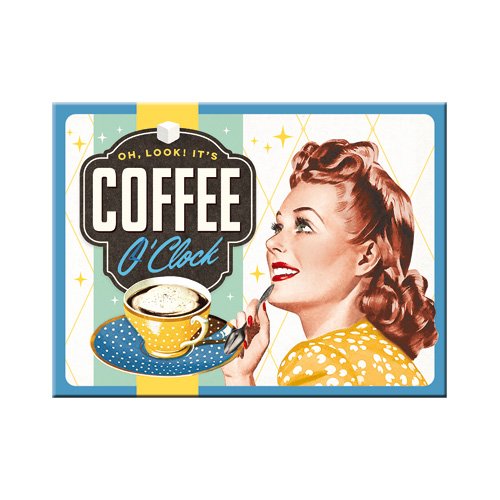 Aimant Frigo Décoratif "Cappuccino" - 8x6 Cm - Style Vintage - Neuf Nostalgic-Art