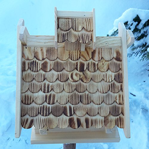 Vogelhaus Schreinerarbeit Futterhaus Vogelhäuschen –Wetterschutz– K Block Natur Holz Vogelhäuser Vogelfutterhaus - 2