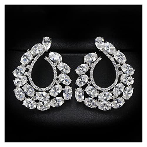 Zircon cubique femmes grande boucle d'oreille WXKAGF pour cadeau de mariage