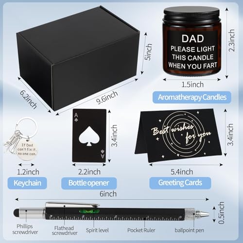 Image of Kolewo4ever 9-Piece Dad Gift Set: Brown Stainless Steel Tumbler, Socks, Cap, Keychain, Candle, Pen, Card, Opener; Modern Dad-Themed Gifts for Father, Husband, Grandfather