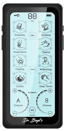 Dr. Boyd's "Advanced X" Touchscreen Tens & Ems Unit -32 Modes, 8 Settings, Large Back-Lit Touchscreen Display, Dual Channel, Re-Chargeable Battery, Automatic Timer, 5 Pairs Of Pads, Storage Bag #TOP1