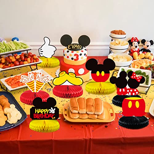 9 Pcs Mickey Honeycomb Centerpieces 3D Table Decorations For Kids Mouse Birthday Theme Party Decoration Double Sided Party Favor Supplies Photo Booth Props #TOP5