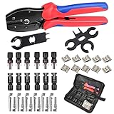 🌞Kit práctico de herramientas para prensar cables solares La engarzadora de cables se utiliza principalmente para pelar, enrollar, cortar y estirar. La engarzadora de cables es adecuada para engarzar cables. El conector macho / hembra del panel solar se utiliza para conectar el cable fotovoltaico del panel solar, y la llave inglesa se utiliza para aflojar y apretar el conector. La abrazadera de engarzado se utiliza para fijar la posición del cable para evitar que se caiga.