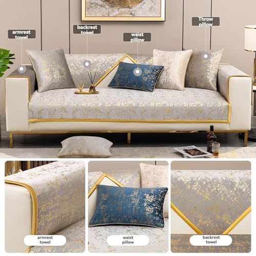 Coussin de canapé en velours noir et doré chic 110x240 cm - 8