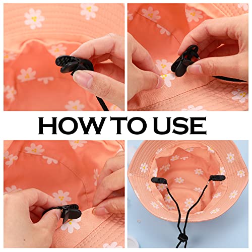 Satinior 2 Pieces Adjustable Hat Strap Clips Black Windproof Strap Clips Cap Anti-Lost Strap With Cord Locks For Golfing, Fishing, Boating, Sailing And Other Sports, 13 Inches In Length #TOP3